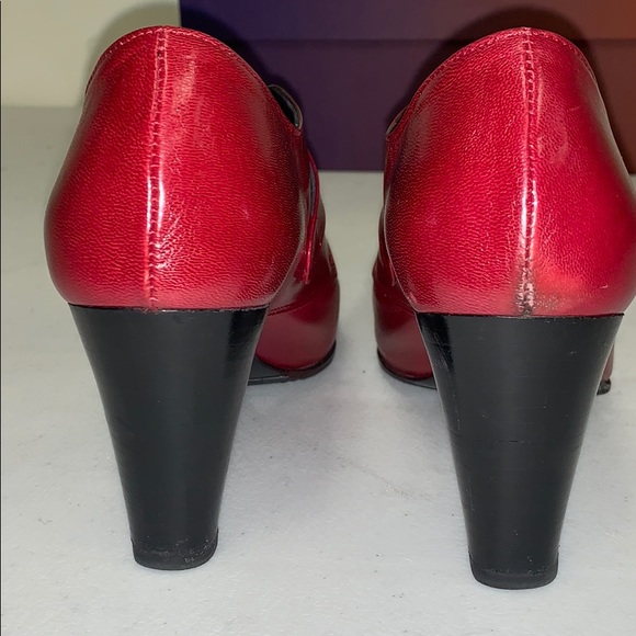 Obeline Leather Hugh Heel Shoes in Red - Picture 4 of 7